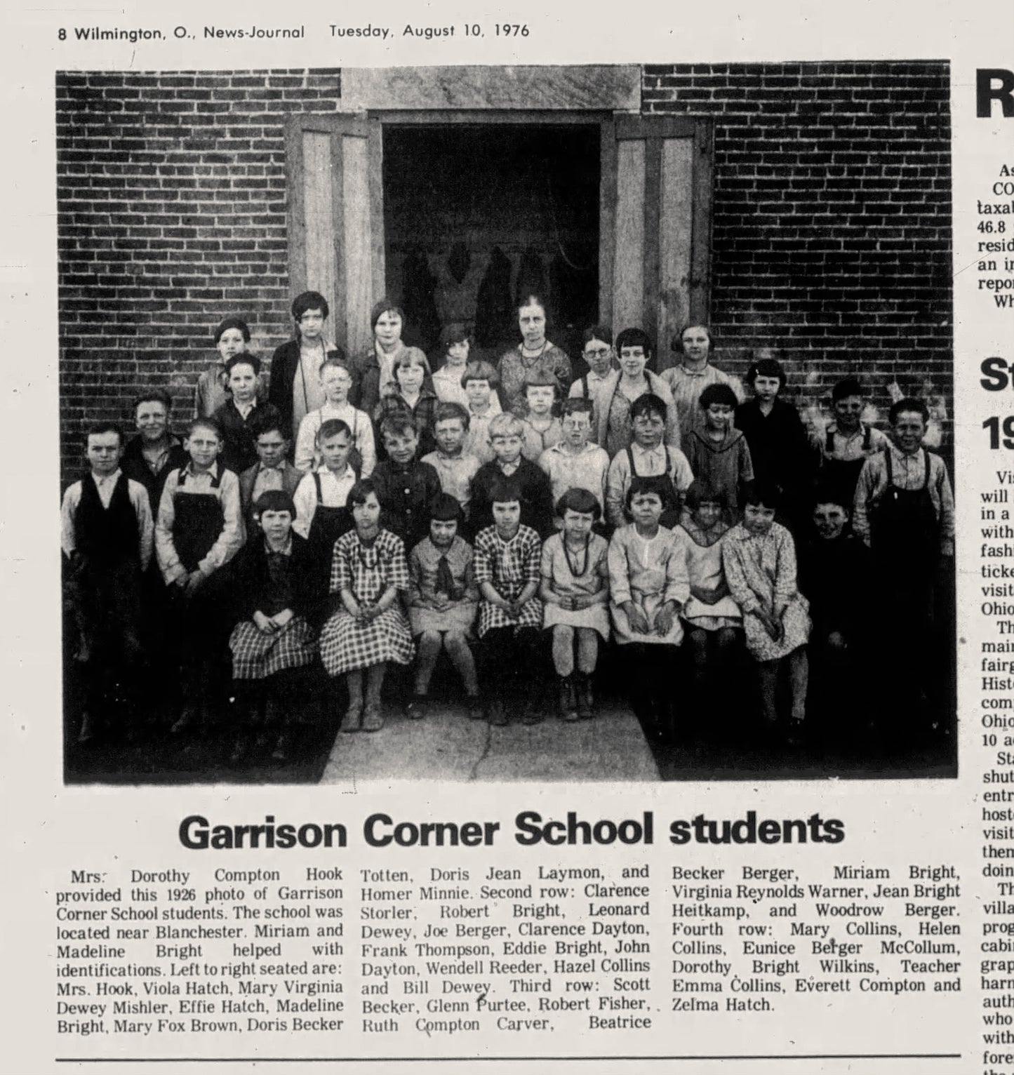 1926. Garrison Corner School Students.