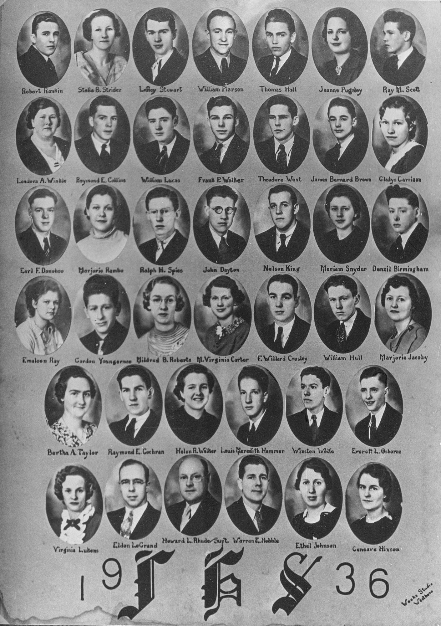 Jefferson High School 1936 Class Photo.