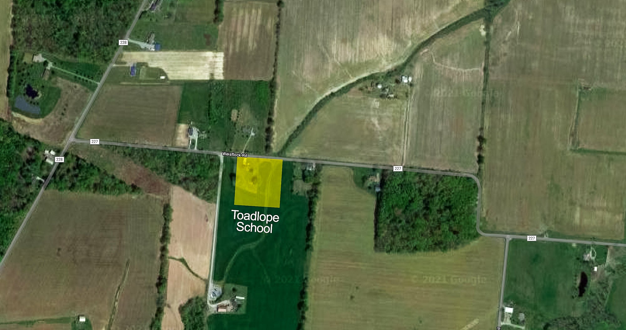 Toadlope School location map. Blanchester Area Historical Society