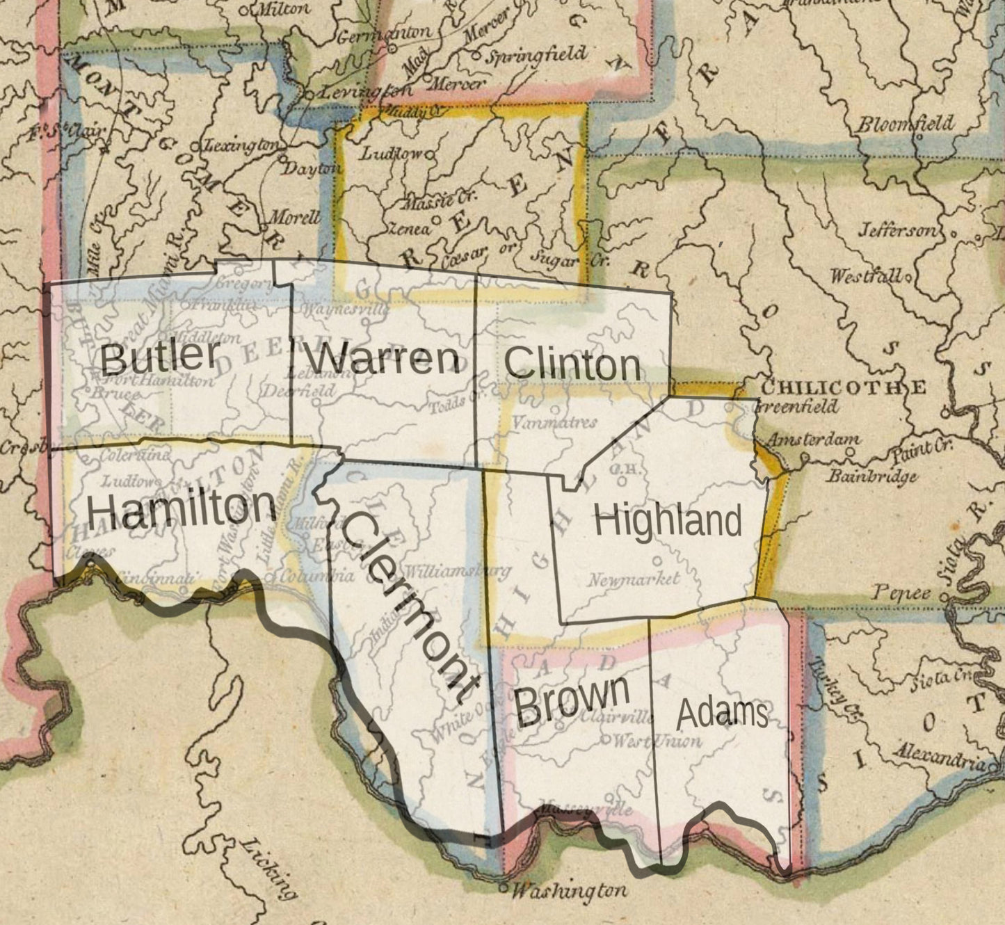 1814. Southwest Ohio Map.