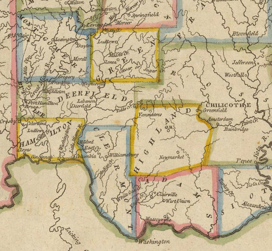 1814. Map of  Southwest Ohio.