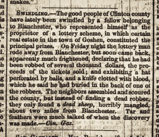 1854. Blanchester Swindler.