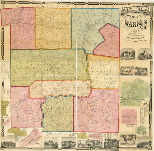 1856. Warren County, Ohio Map.