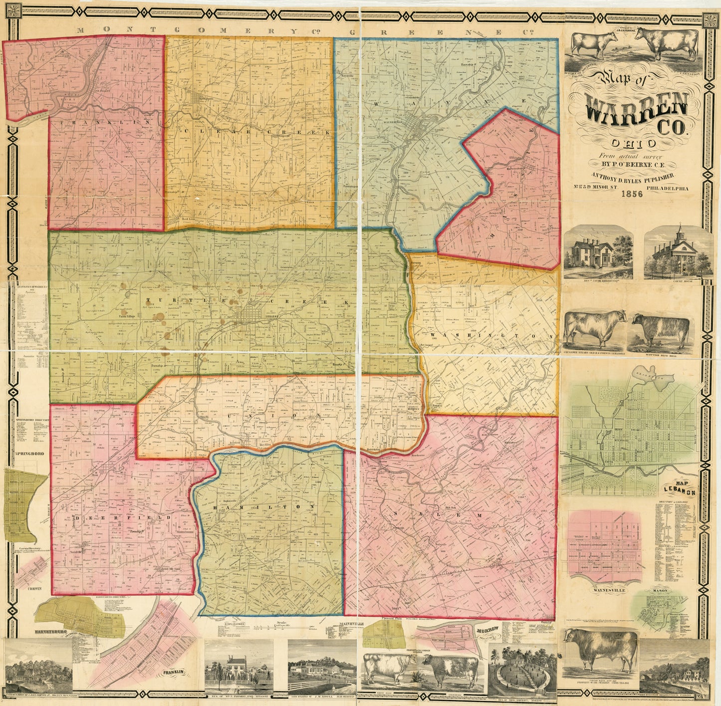 1856. Warren County Townships Map.