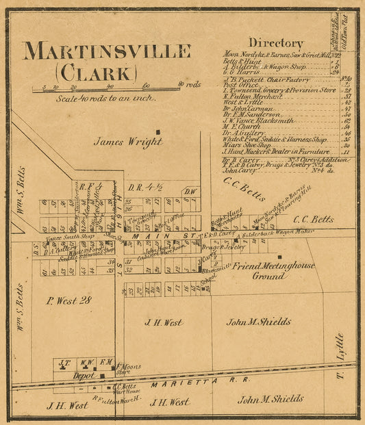 1859. Map of Martinsville, Clark Township.