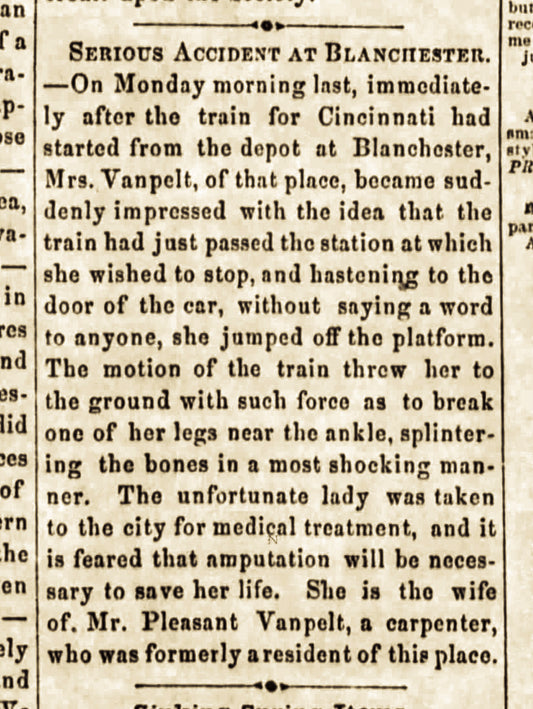 1860. Van Pelt train Accident.