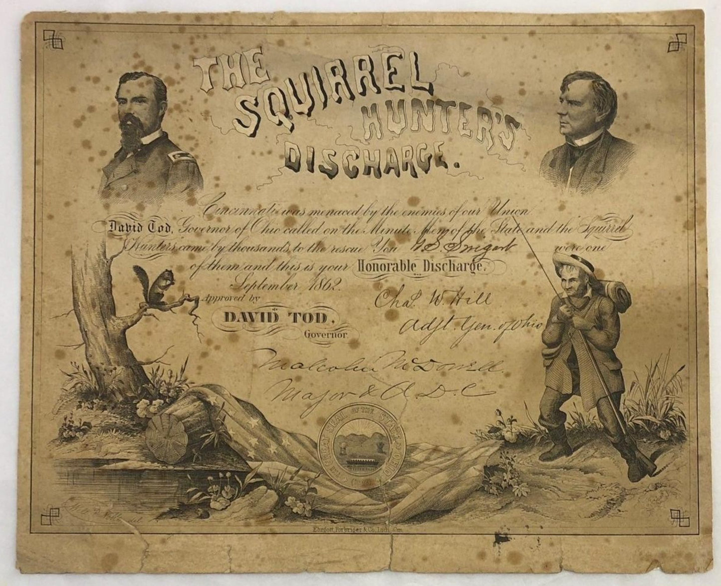 1862. "Squirrel Hunters" discharge papers.