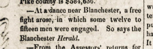 1870. Blanchester Dance Fight.