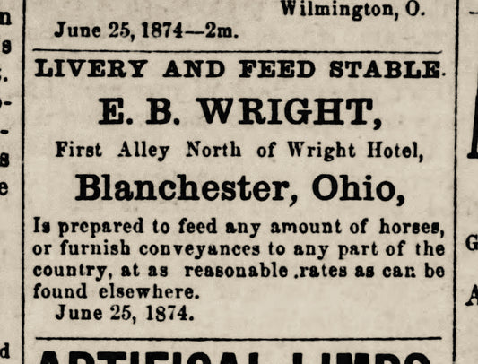 1847. E.B. Wright Livery
