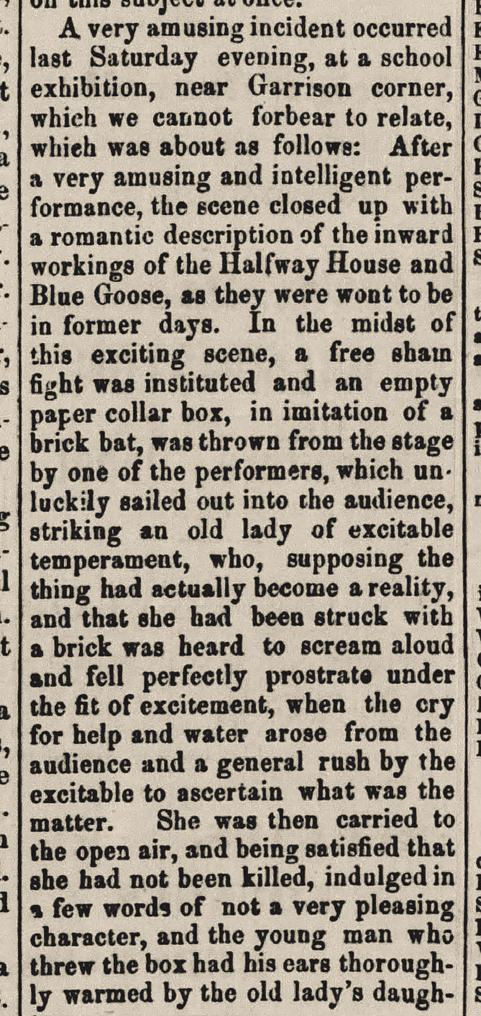1874. Garrison Corner Play Story.