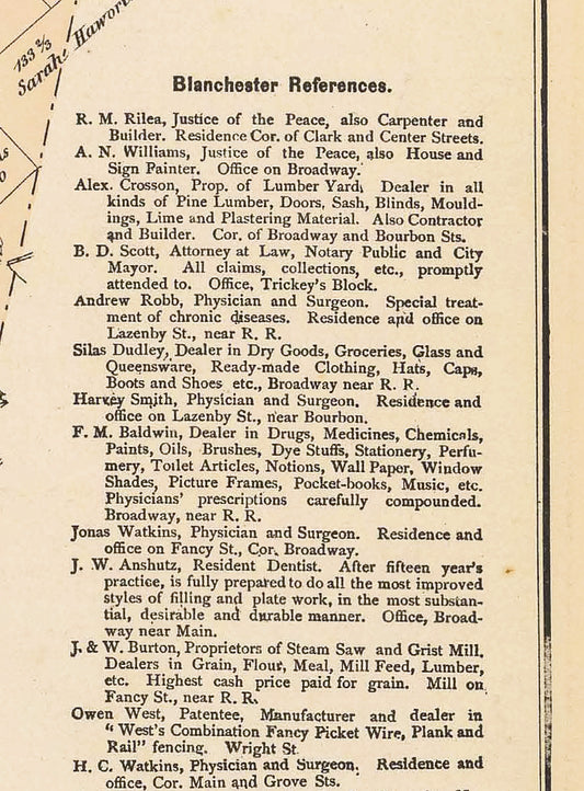 1876. List of Blanchester Businesses