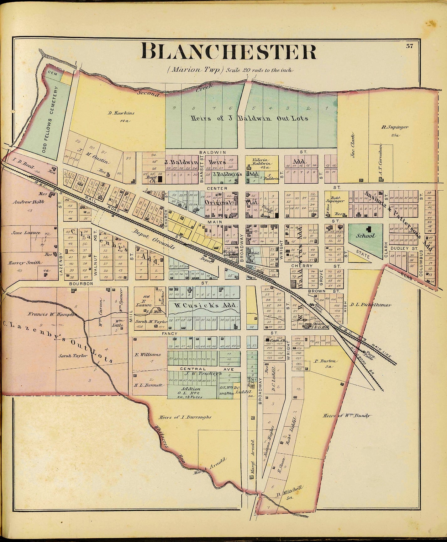 1876. Map of Blanchester, Marion Township. – Blanchester Area ...