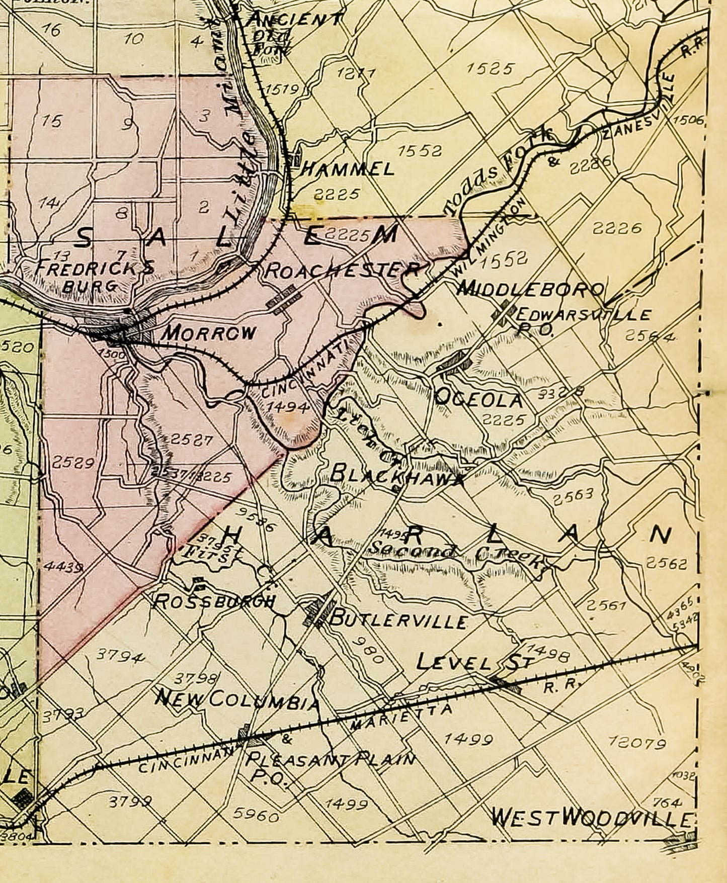 1882. Harlan Township, Warren County Map.