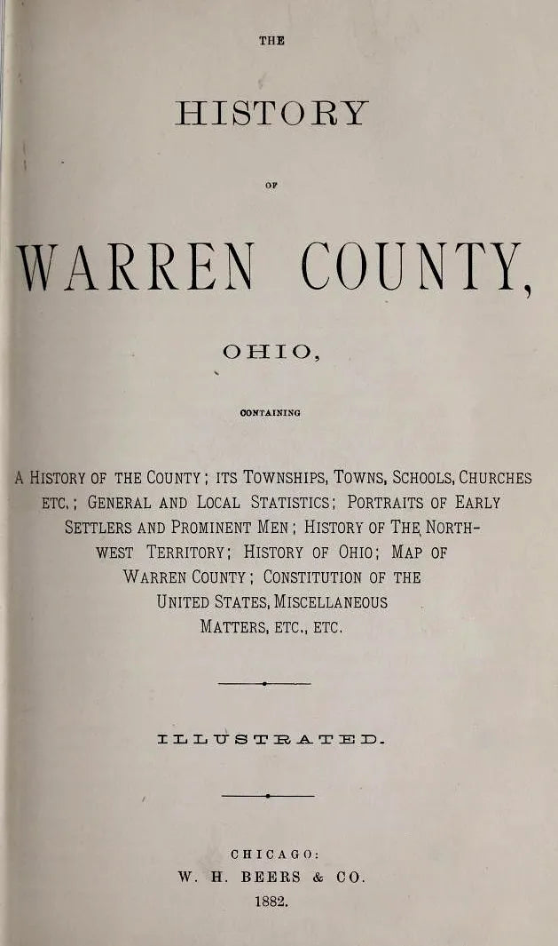 1882. The History Of Warren County. W. H. BEERS & CO.