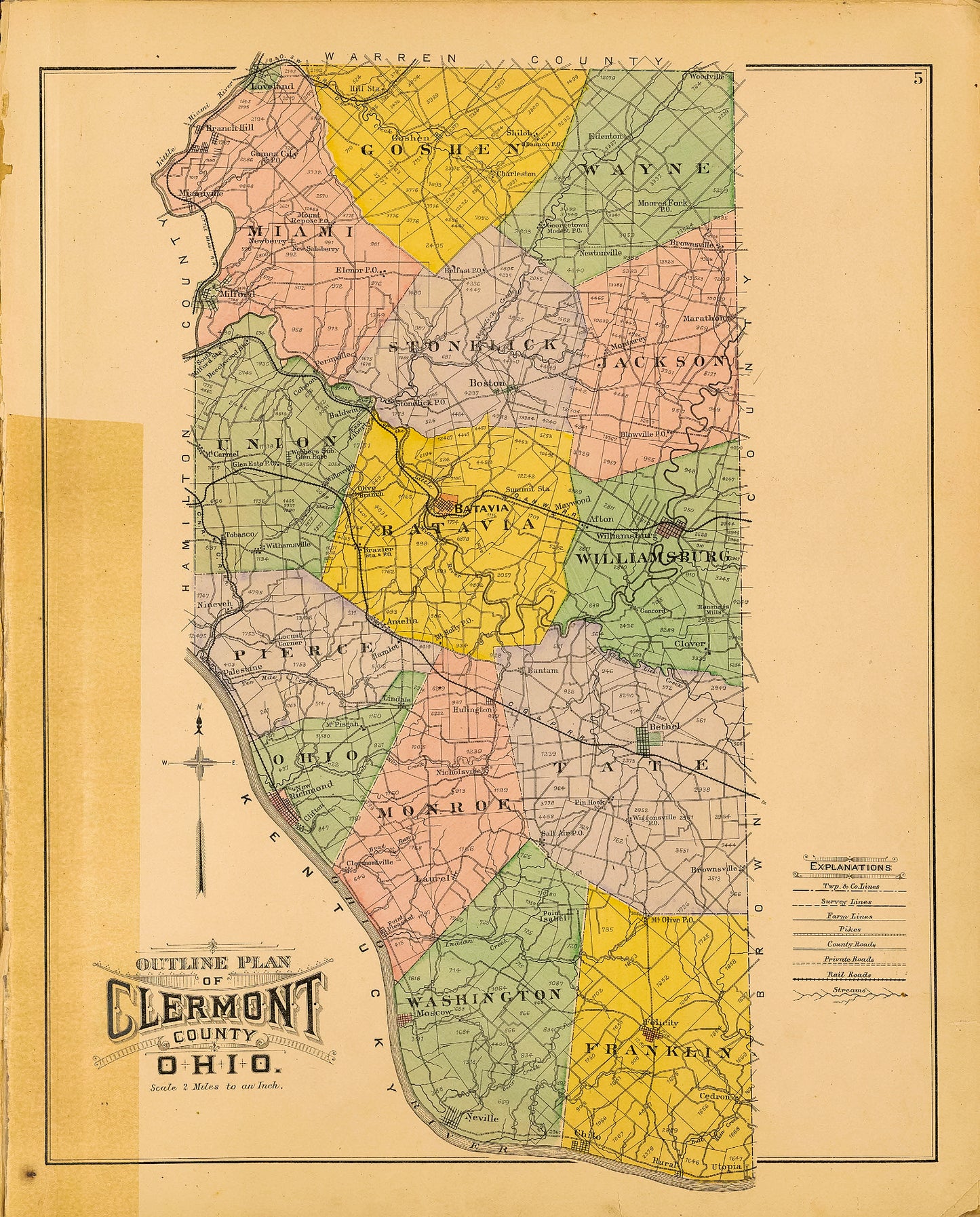 1891. Clermont County Townships Map.