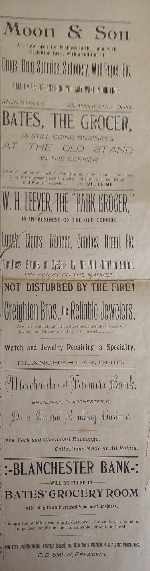 1895. List of Blanchester Businesses.