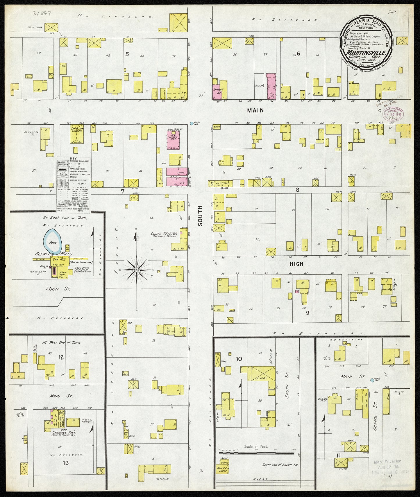 1895 Sanborn Fire Insurance Map of Martinsville.