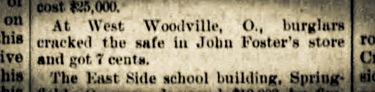 1895. Thieves Rob West Woodville Store and Get 7¢.