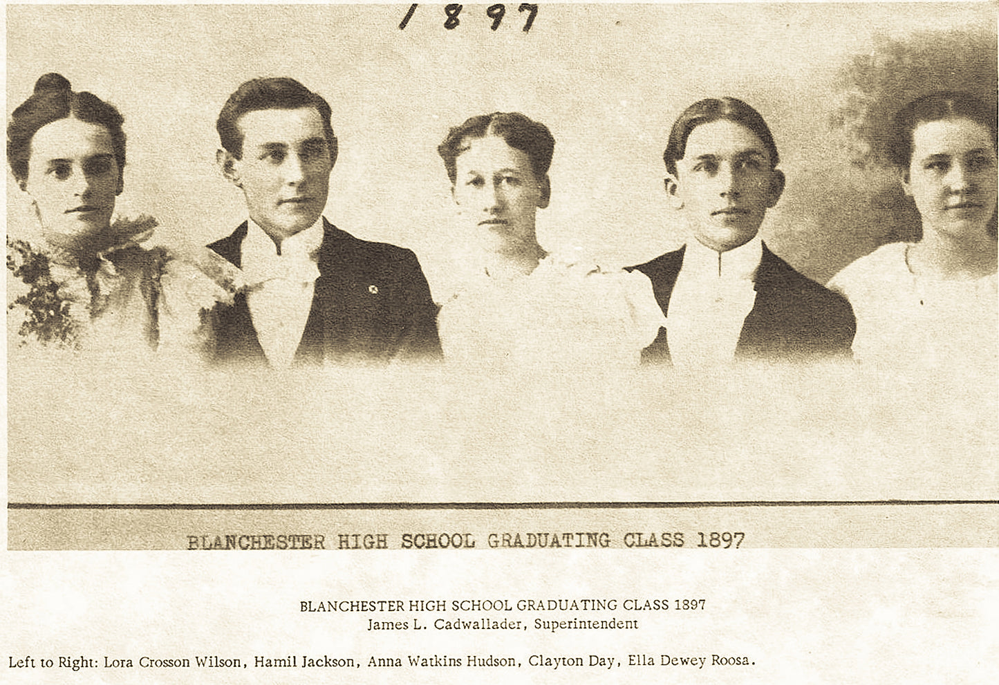 1897. Blanchester High School Class of 1897