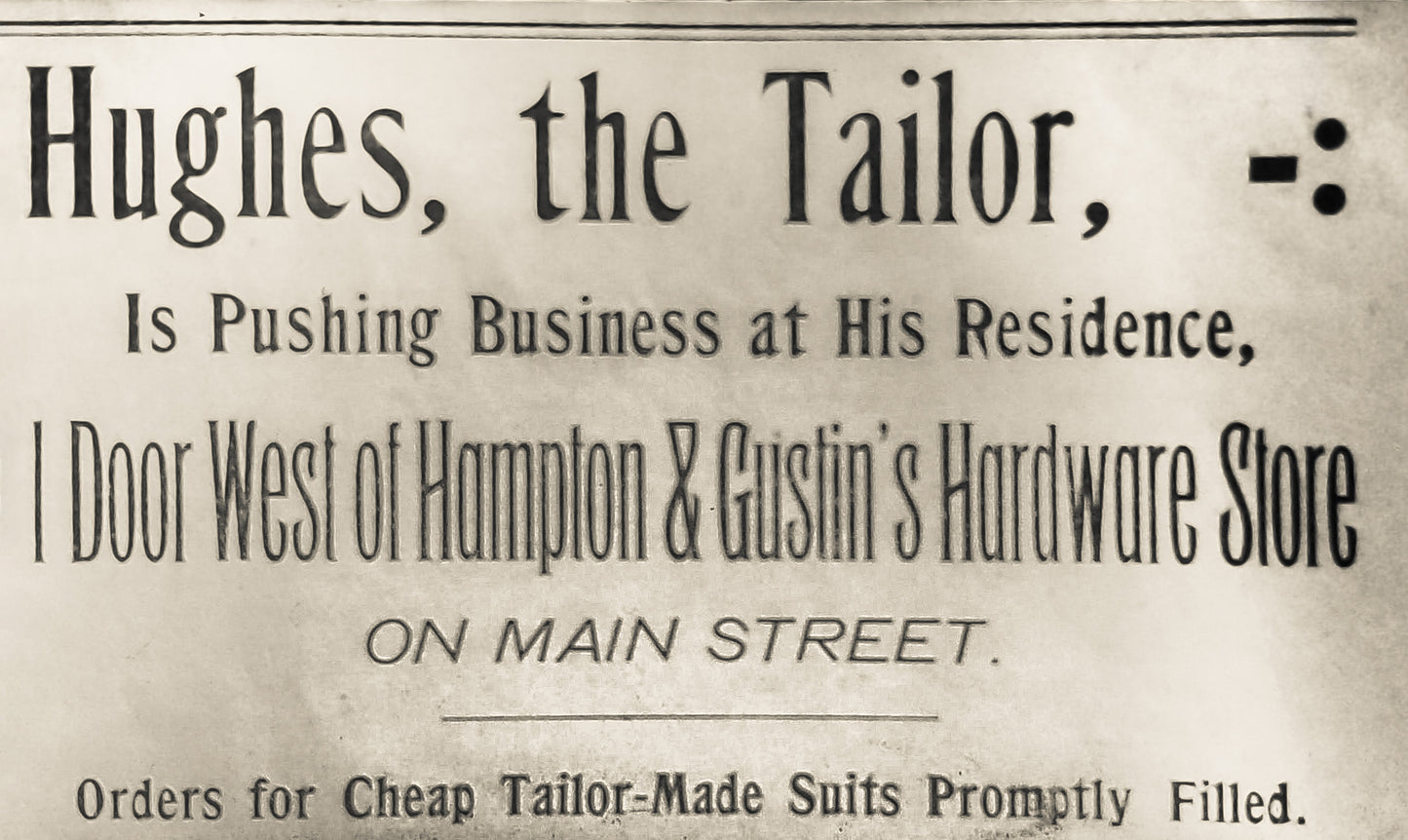 1897. Hughes The Tailor Ad. Blanchester.