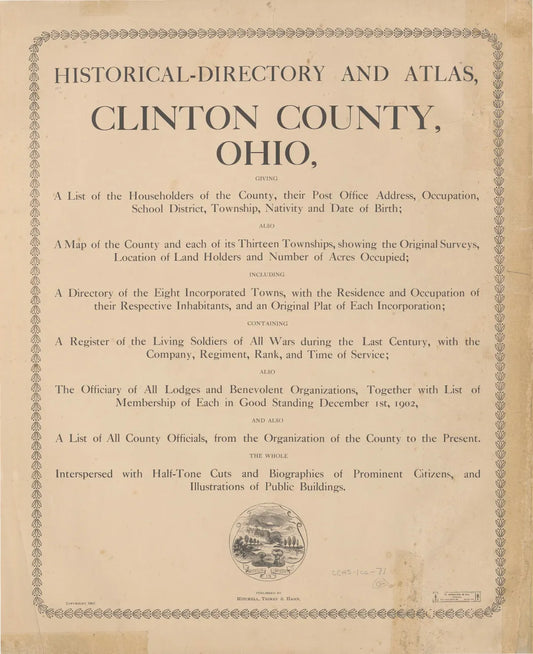1903. Historical-Directory and Atlas of Clinton County.
