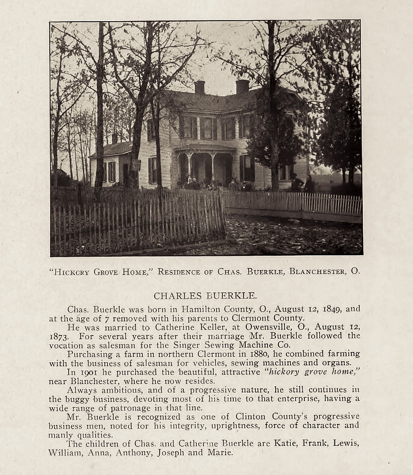 1903. "Hickory Grove" Home. Blanchester.