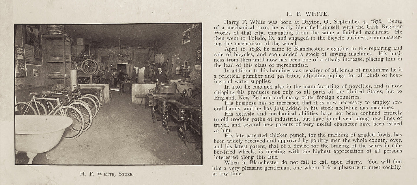 1903. H.F. White Bicycle Shop