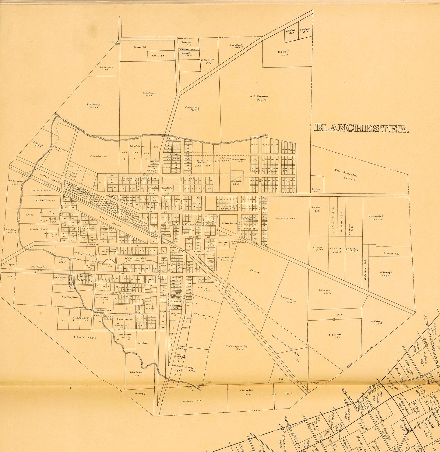 1903. Map of Blanchester, Marion Township.