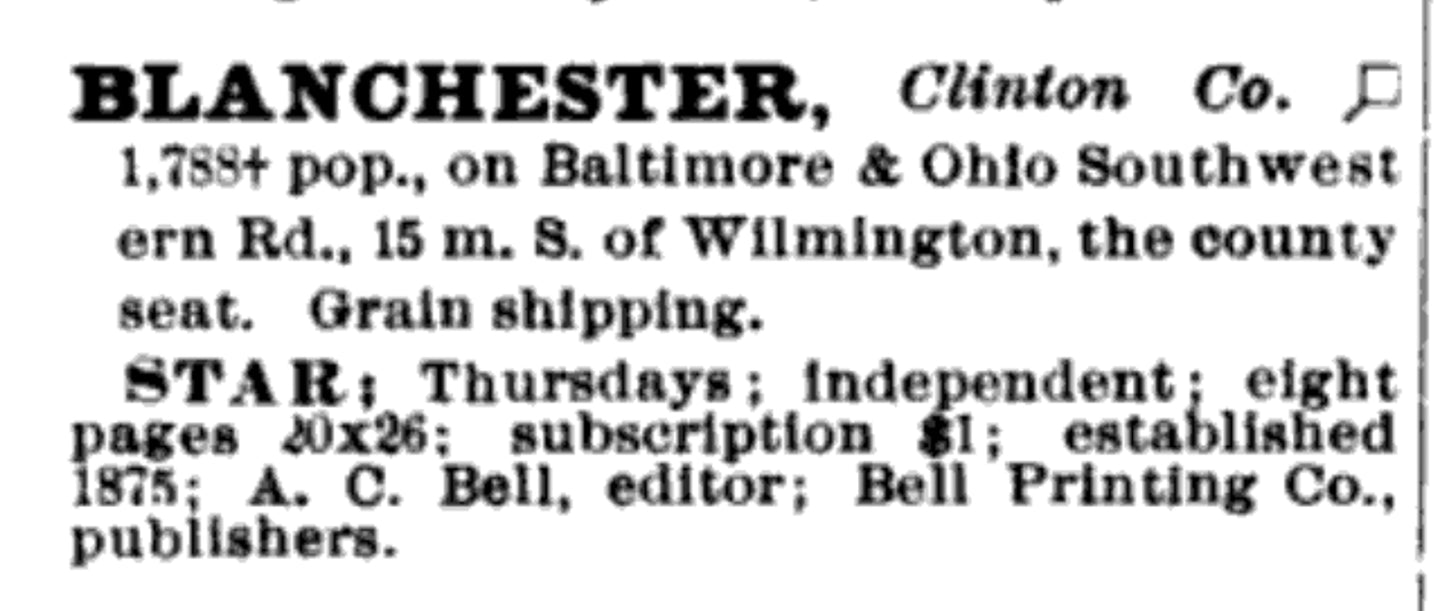 1907. The Blanchester Star Info.