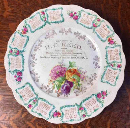 1908-1909. H.C. Reed Jeweler calendar plate. Blanchester.