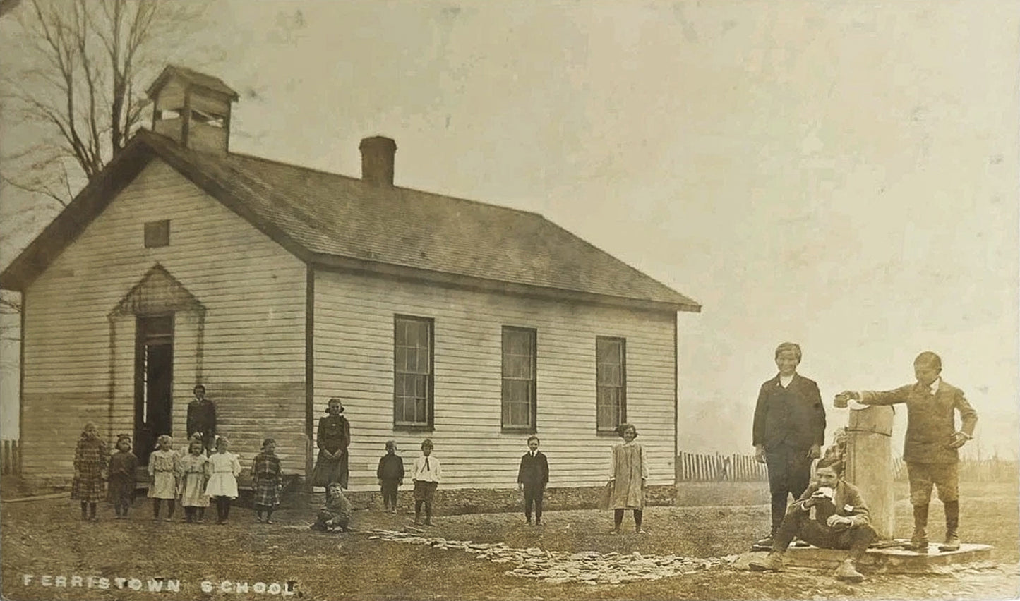 1910 Ferristown School. Wooden building. Postcard
