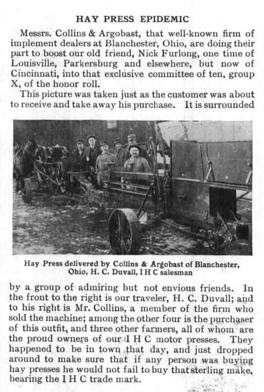 1913. Collins & Arbogast Implements Article.