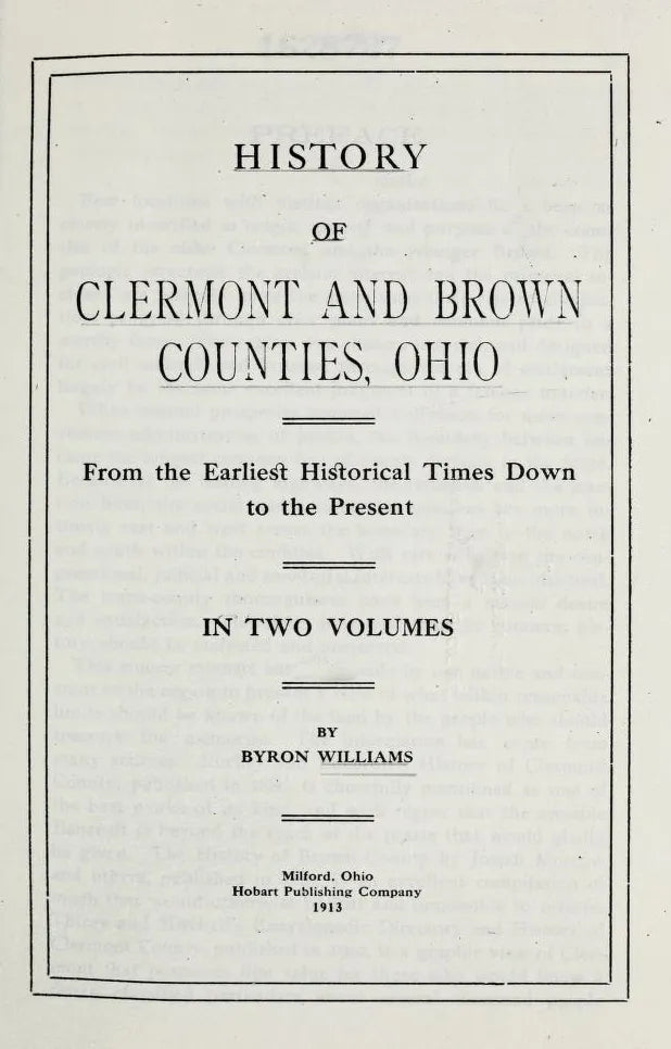  1913. The History of Brown & Clermont County.