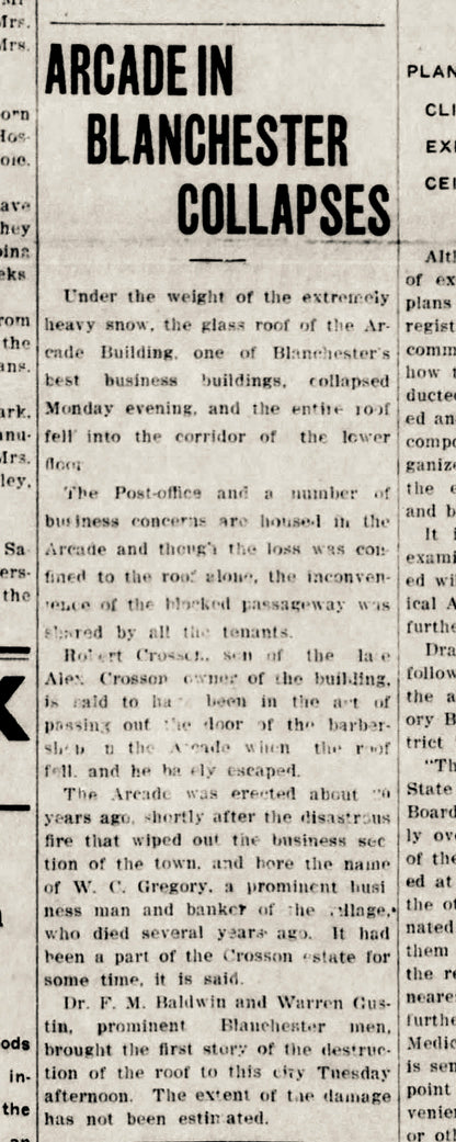 1918. Arcade Roof Collapses.