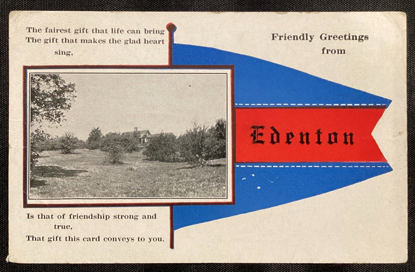 1920. "Friendly Greetings From Edenton" Postcard.