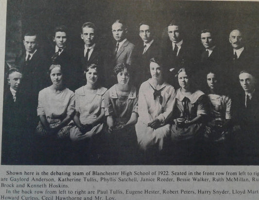 1922. Blanchester High School Debating Team.