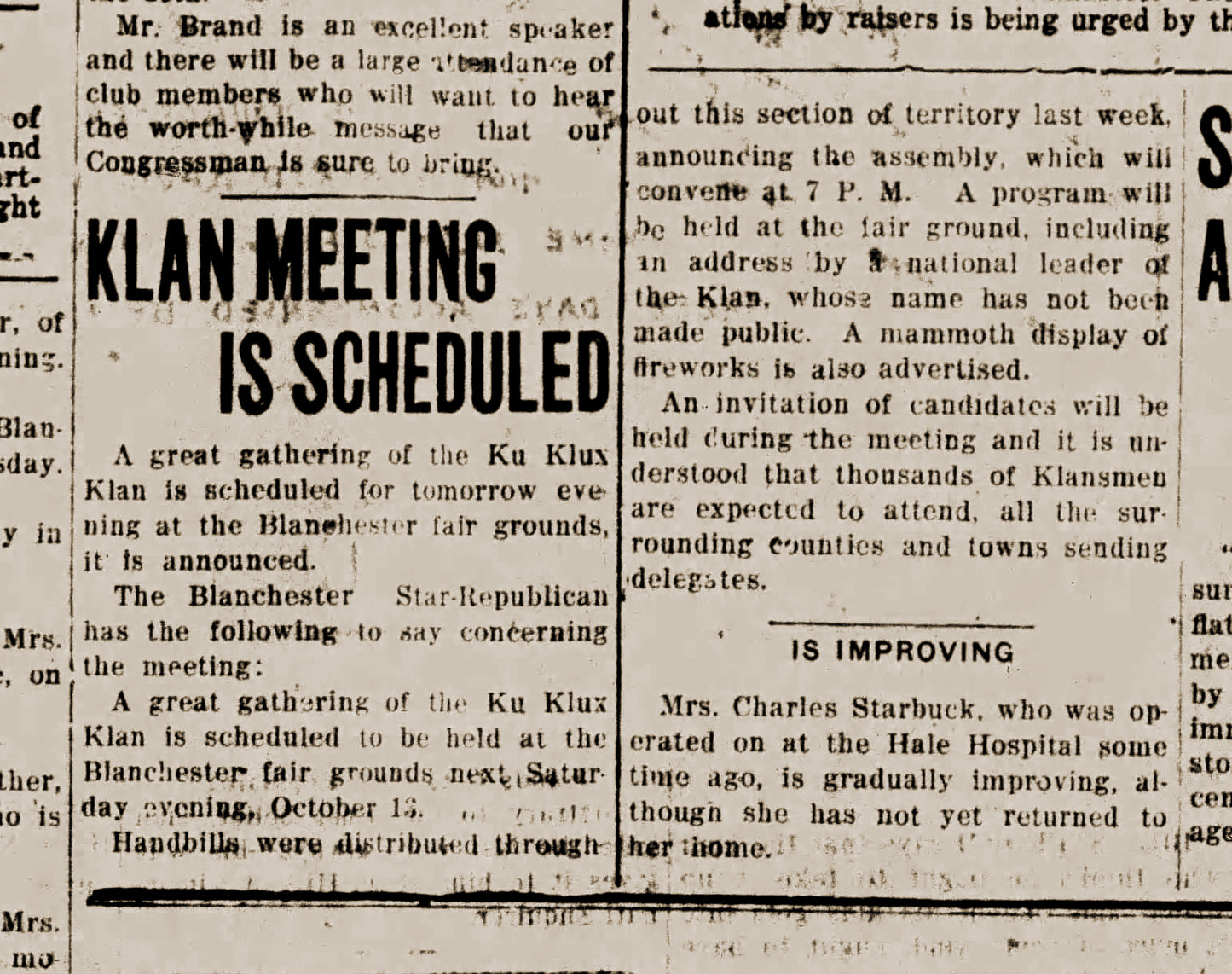 1923. Ku Klux Klan rally at Blanchester Fairgrounds.