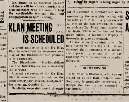 1923. Ku Klux Klan rally at Blanchester Fairgrounds.