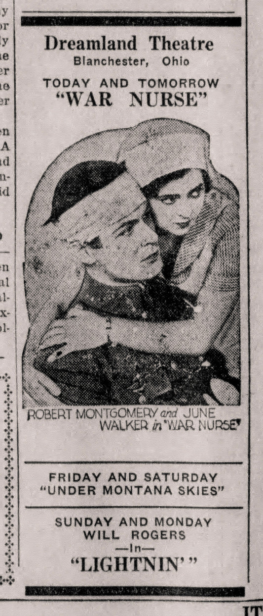 1930. Dreamland Theatre."War Nurse".