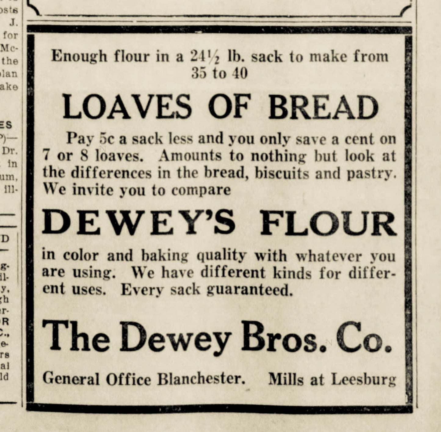 1931. Dewey Bros. Co. bread ad.