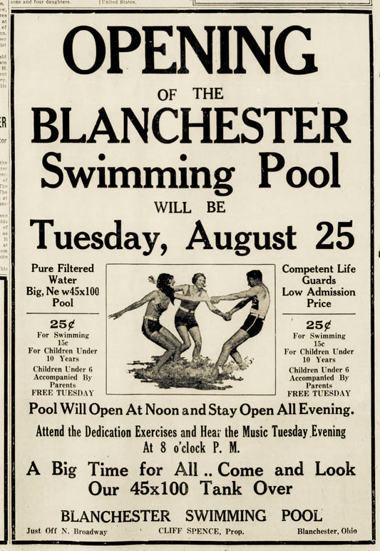 Blanchester Swimming Pool ad.
