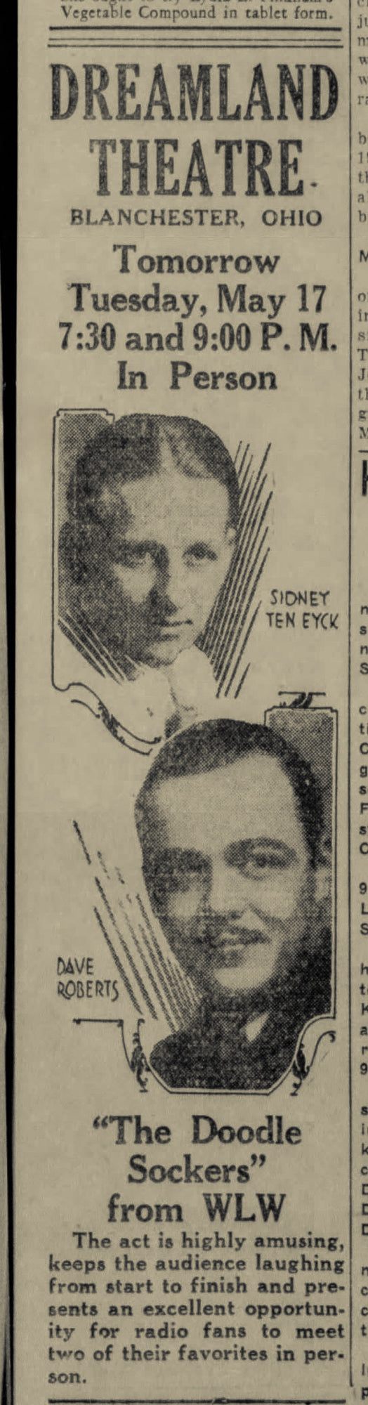 1932. Dreamland Theatre. "The Doodle Sockers"from WLW Radio