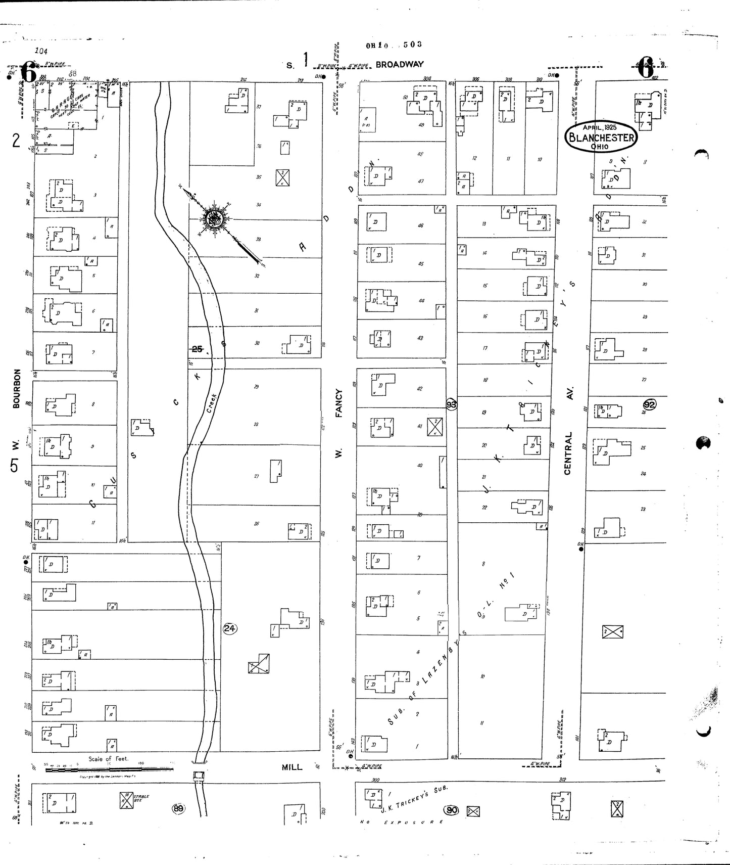 1934 Sanborn Fire Insurance Maps of Blanchester.