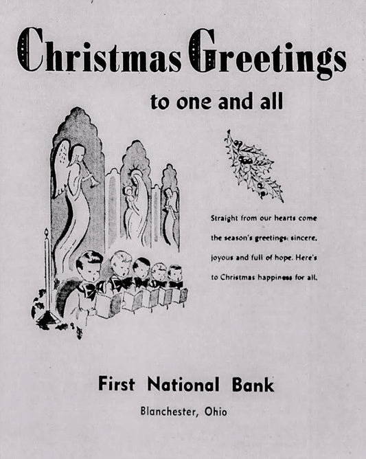 1946. First National Bank Christmas Ad.