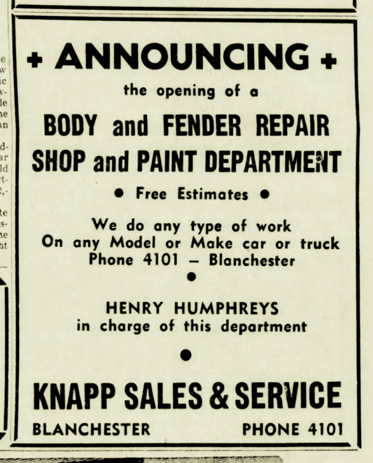 1952. Knapp Sales & Service Ad.