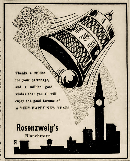 1953. Rosenzweig's New Year Ad.