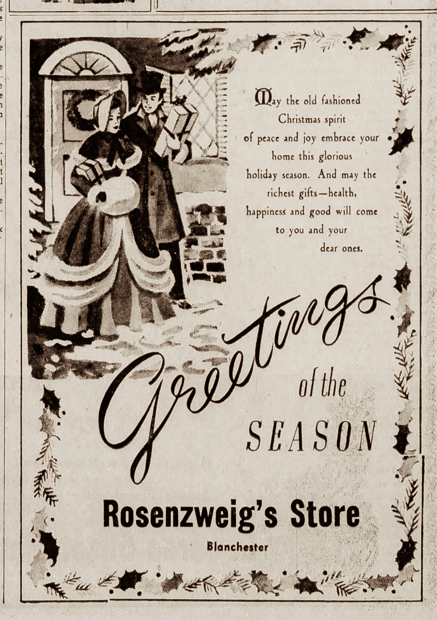 1954. Rosenzweig's Christmas Ad.