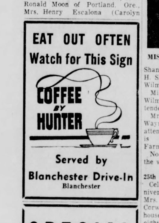 1954. Hunter Coffee ad.
