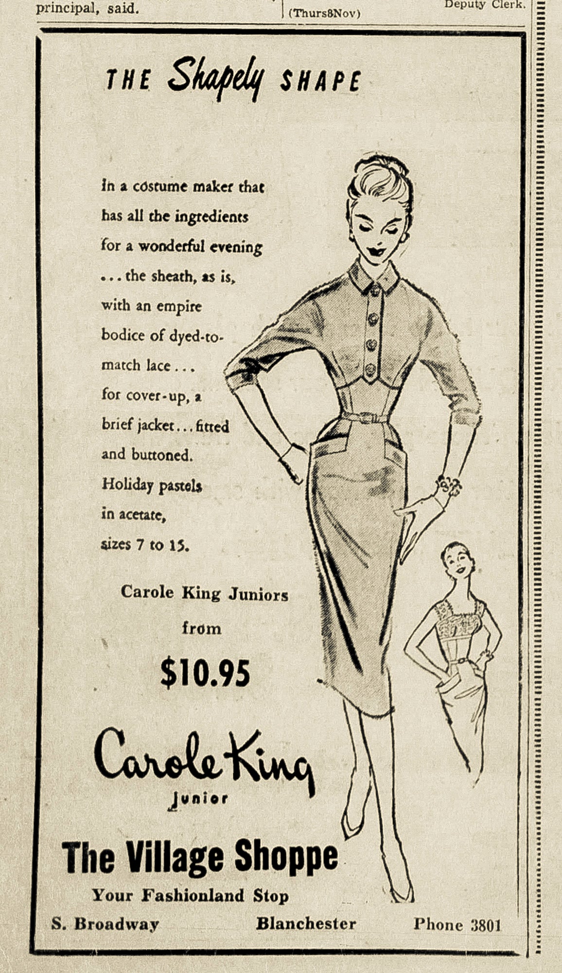 1956. Village Shoppe Ad.