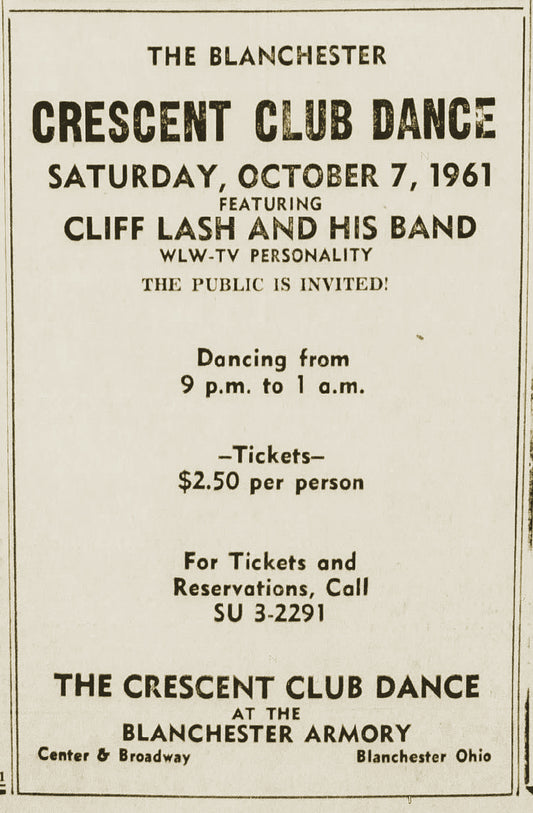 1961. Crescent Club Dance ad.